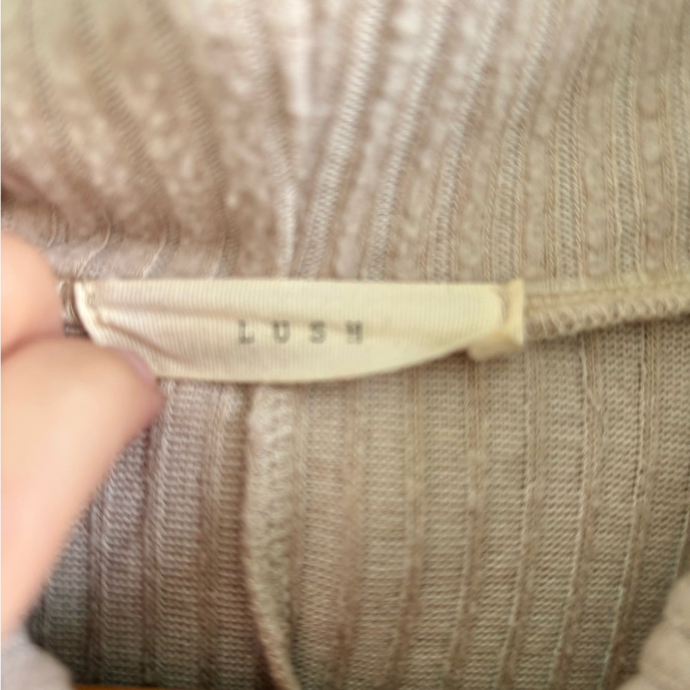 Lush Beige Ribbed Knit Sweater - Picture 3 of 3